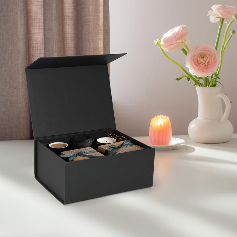 Ditwis 9.5x7x4 Inches Gift Box with Magnetic Closure Lid, Black Magnetic Box for Wedding, Groomsmen Bridesmaid Proposal, Birthdays, Mother's Day, 1 Pack - Image 4